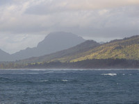 Kaui coastline with mountains